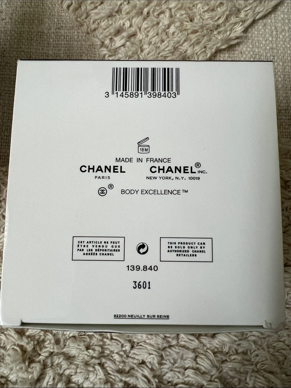 CHANEL Body Excellence Firming & Rejuvenating Cream - White and Black Box 5.2 oz
